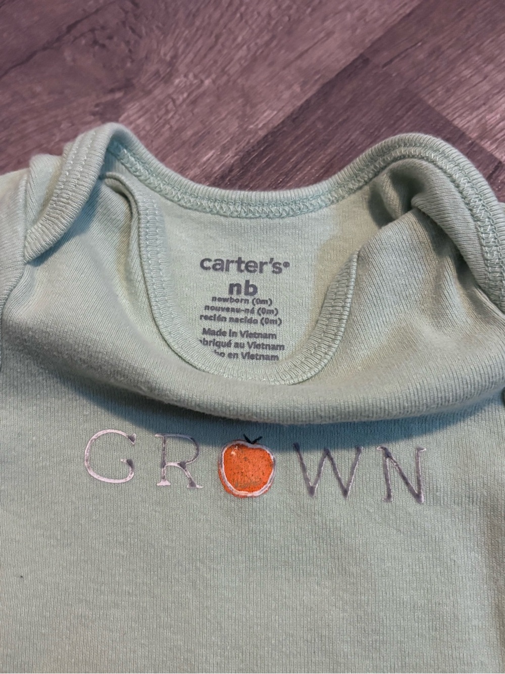 Carter's Mint Green "home GROWN" One-Piece Bodysuit - Picture 2 of 2